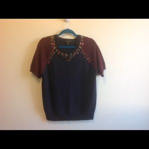 J Crew women's jeweled short sleeve sweater tee